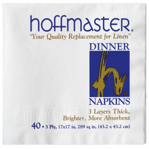 1/4 Fold 3-Ply Greek Key Embossed Dinner Napkins 17''x17'', Pack, White (75 Per Pack, 8 Packs)