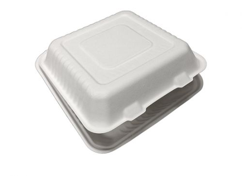 PrimeWare Hinged Container Molded Fiber 8x8x3.19 Deep 1 comp. Pack 2/100