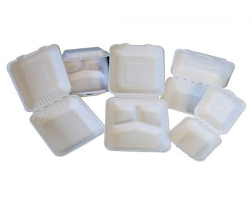 PrimeWare Hinged Container Molded Fiber 9x9x3 3 comp Deep Pack 2/100