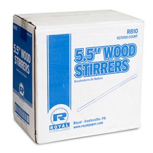 Royal 5.5" Wood Stirrers Pack 10/1000