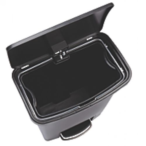 Front Step-On Trash Can Black Plastic 13 Gallon