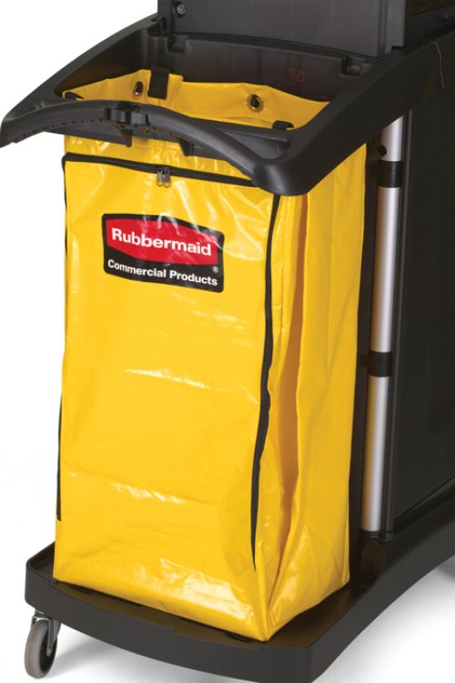 Janitorial Cleaning Cart Vinyl Bag Yellow High Capacity 34 Gallon 