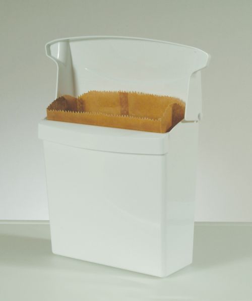Compact Sanitary Napkin Disposal Receptacle - White
