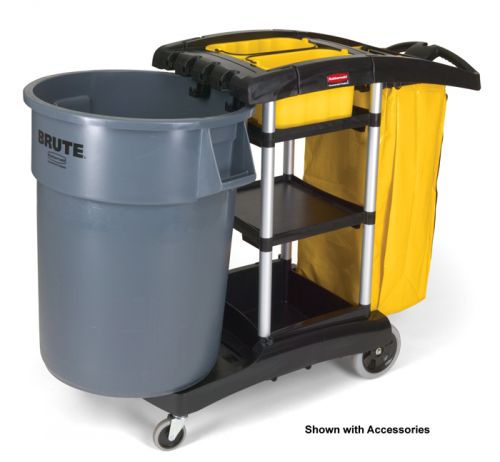 Janitorial Cleaning Cart High Capacity Black & Yellow
