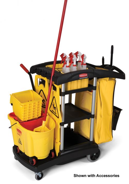 Janitorial Cleaning Cart High Capacity Black & Yellow