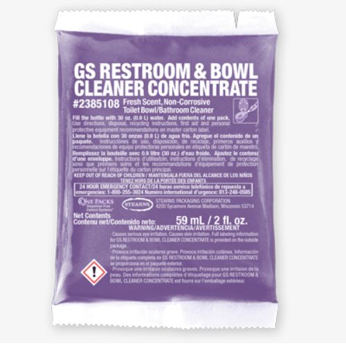 Stearns GS Restroom & Bowl Cleaner Conc. 2 oz Pack 72 / cs