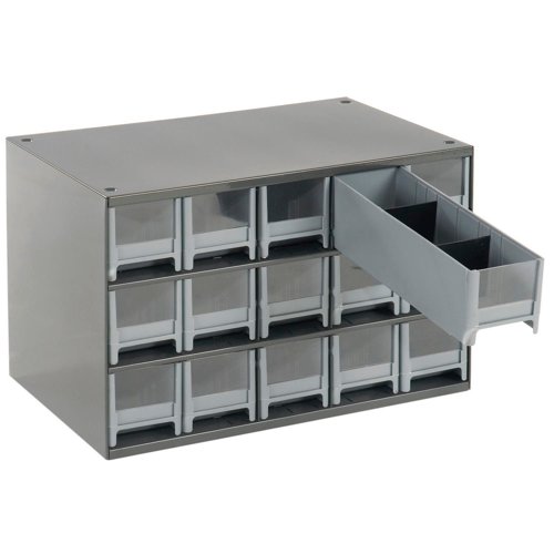 Akro-Mils Steel Small Parts Storage Cabinet 19715 - 17"W x 11"D x 11"H w/ 15 Gray Drawers