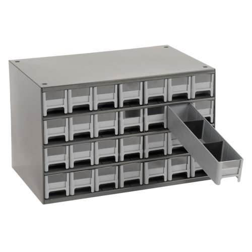 Akro-Mils Steel Small Parts Storage Cabinet 19228 - 17"W x 11"D x 11"H w/ 28 Gray Drawers