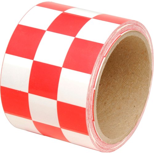 INCOM Checkerboard Hazard Tape - Red/White 3"W x 54'L 1 Roll