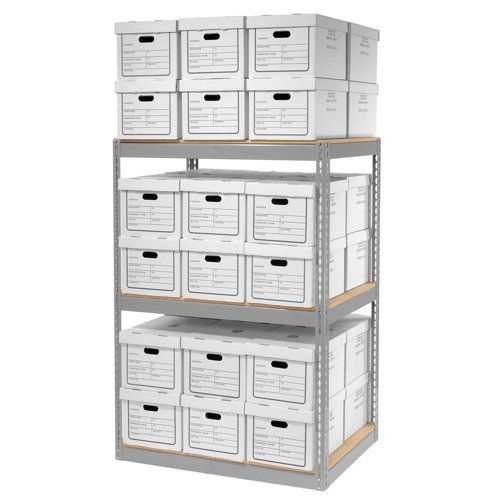 Global Industrial Record Storage Open With Boxes 42"WX30"DX60"H - Gray