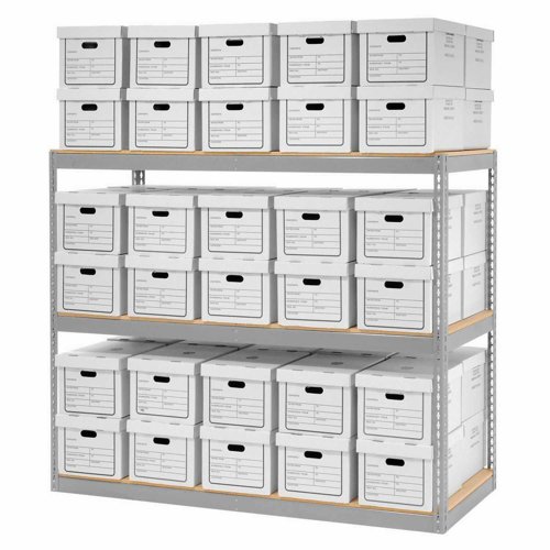 Global Industrial Record Storage Rack With Boxes 72"W x 30"D x 60"H - Gray