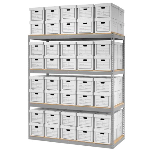 Global Industrial Record Storage Open With Boxes 72"W x 30"D x 84"H - Gray