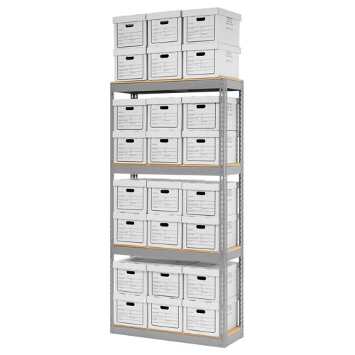 Global Industrial Record Storage Open With Boxes 42"W x 15"D x 84"H - Gray