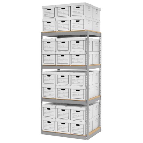 Global Industrial Record Storage Open With Boxes 42"W x 30"D x 84"H - Gray