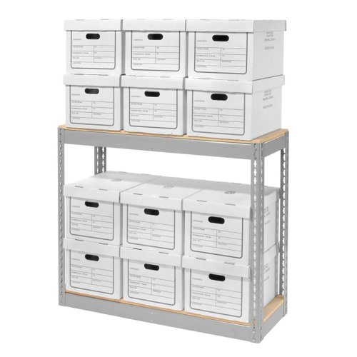 Global Industrial Record Storage With Boxes 42"W x 15"D x 36"H - Gray