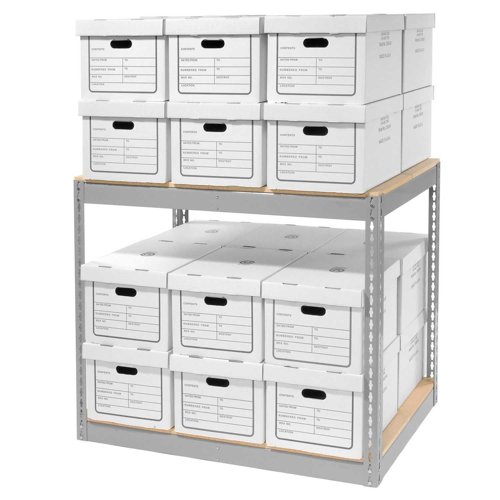 Global Industrial Record Storage With Boxes 42"W x 30"D x 36"H - Gray