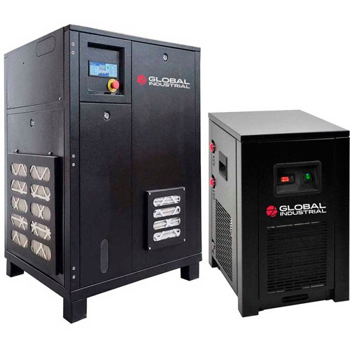 Global Industrial Tankless Rotary Screw Compressor w/Dryer 10 HP 1 Phase 230V