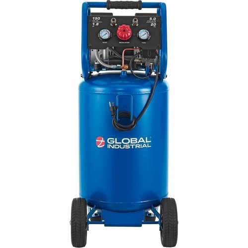Global Industrial Portable Quiet Electric Air Compressor 1.8 HP 20 Gal 5.0 CFM Oil-Free