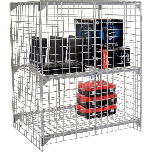 Global Industrial 1-Tier 2 Door Wire Mesh Security Locker 48"Wx24"Dx60"H Gray Unassembled
