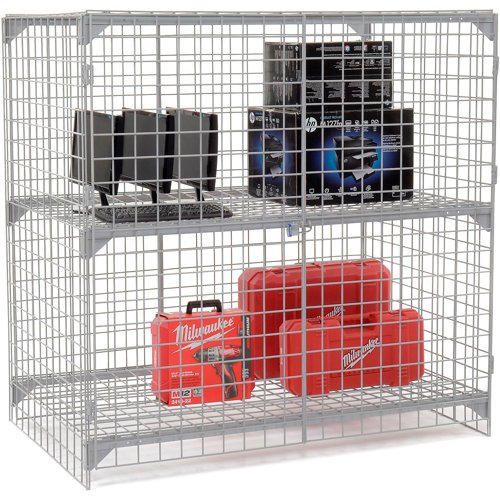 Global Industrial 1-Tier 2 Door Wire Mesh Security Locker 60"Wx36"Dx60"H Gray Unassembled