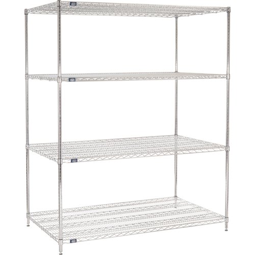 Nexel 4 Shelf Chrome Wire Shelving Unit Starter 60"W x 36"D x 74"H