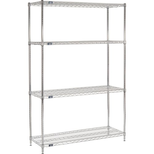Nexel 4 Shelf Chrome ESD Wire Shelving Unit Starter 72"W x 30"D x 74"H