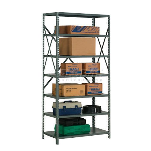 Global Industrial 7 Shelf Open Steel Shelving 48"W x 18"D x 73"H Starter 18 GA Gray