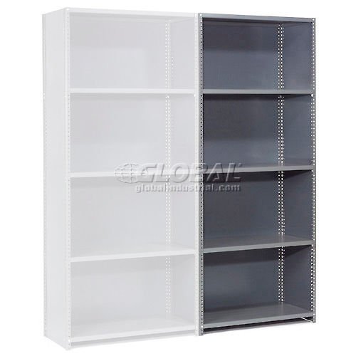 Global Industrial 5 Shelf Closed Steel Shelving 48"W x 24"D x 85"H Add On 18 GA Gray