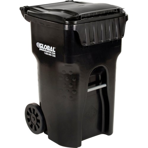 Global Industrial Mobile Trash Container 65 Gallon Black