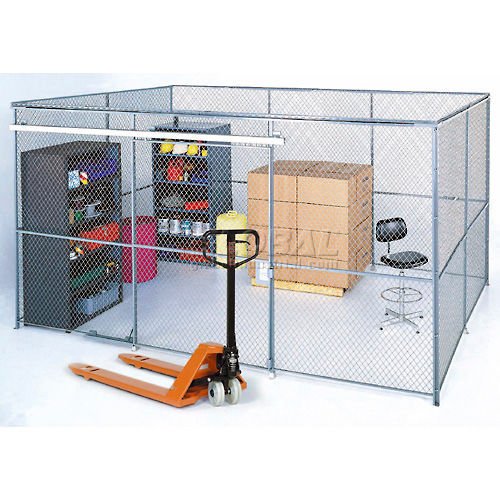 Global Industrial Wire Mesh Partition Security Room 30x20x10 without Roof - 3 Sides