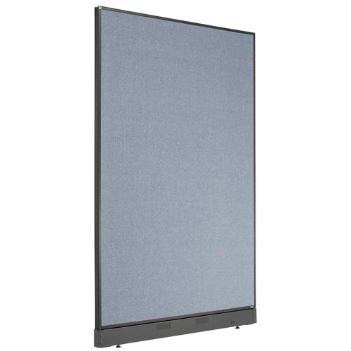 Interion Non-Electric Office Partition Panel with Raceway 48-1/4"W x 76"H Blue