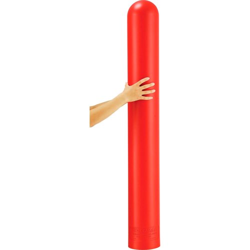 Global Industrial Smooth Bollard Post Sleeve 6" HDPE Dome Top Red