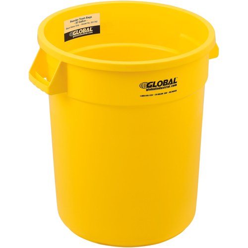 Global Industrial Plastic Trash Can - 20 Gallon Yellow