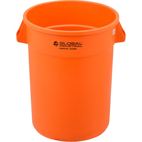 Global Industrial Plastic Trash Can - 32 Gallon Bright Orange