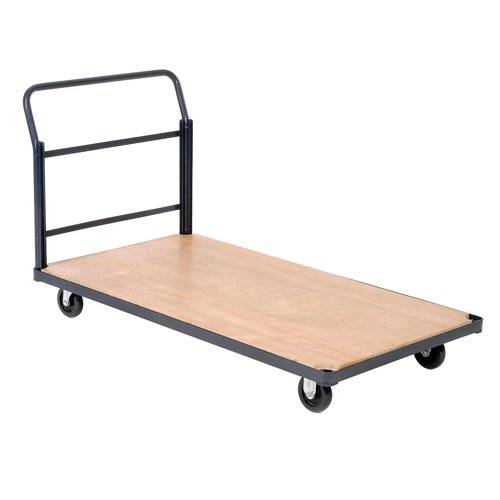 Global Industrial Steel Bound Wood Deck Platform Truck 48x24 1000 Lb. Capacity 5" Poly Casters