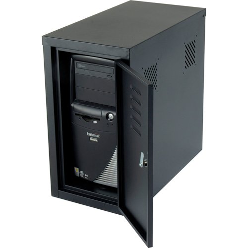 Global Industrial CPU Enclosed Side Car Cabinet 12-1/8"W x 22-1/2"D x 21-1/2"H Black