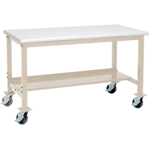 Global Industrial Mobile Production Workbench w/ ESD Safety Edge Top 60"W x 30"D Tan