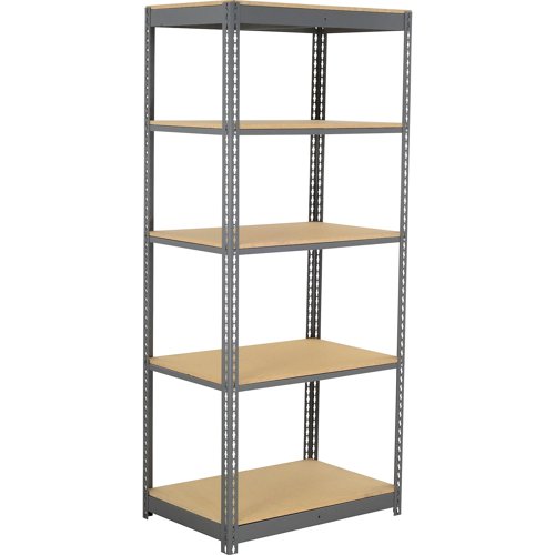 Global Industrial 5 Shelf Commercial Duty Boltless Shelving Starter 36"W x 24"D x 72"H Wood Deck