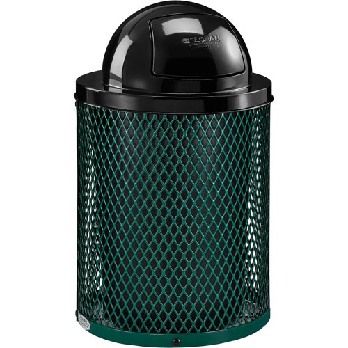 Global Industrial Outdoor Steel Diamond Trash Can With Dome Lid 36 Gallon Green