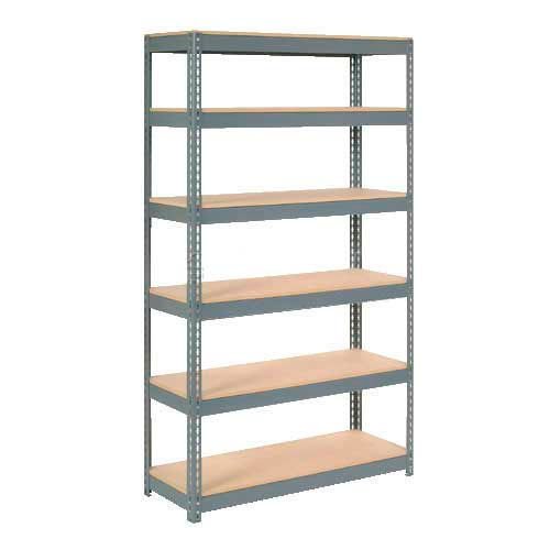 Global Industrial 6 Shelf Heavy Duty Boltless Shelving Starter 48"Wx18"Dx84"H Wood Deck
