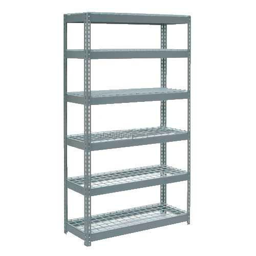 Global Industrial 6 Shelf Heavy Duty Boltless Shelving Starter 48"Wx24"Dx84"H Wire Deck
