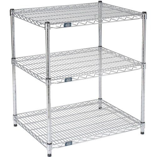 Nexel 3 Shelf Chrome ESD Wire Shelving Unit Starter 30"W x 21"D x 34"H