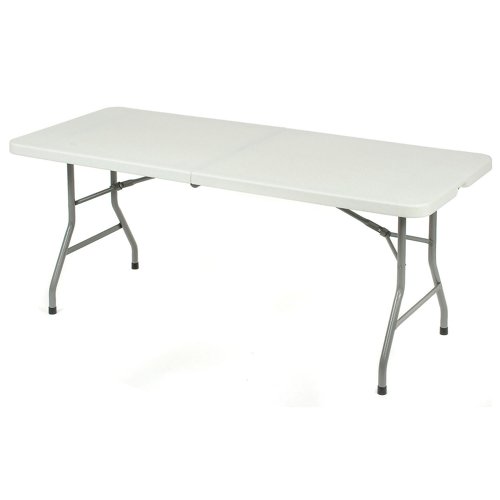 Interion Fold-In-Half Plastic Table 30" x 72" White