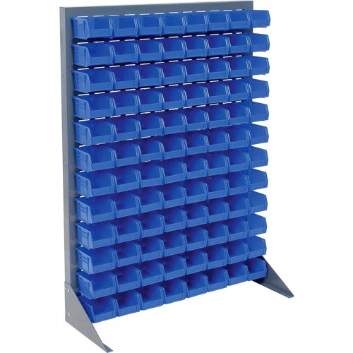 Global Industrial Singled Sided Louvered Bin Rack 35 x 15 x 50 - 96 Blue Premium Stacking Bins