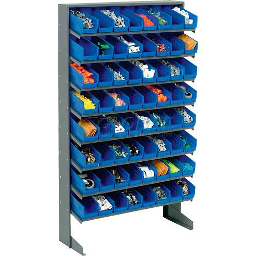 Global Industrial 8 Shelf Floor Pick Rack - 64 Blue Plastic Shelf Bins 4 Inch Wide 33x12x61