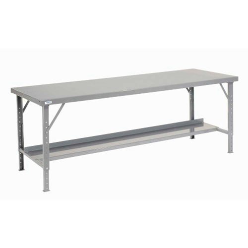 Global Industrial Extra Long Assembly Workbench 120 x 28" Folding Leg Steel Square Edge
