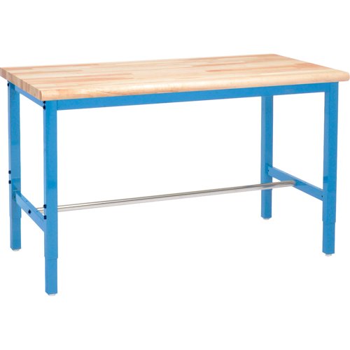 Global Industrial 72 x 30 Adjustable Height Workbench Square Tube Leg - Maple Safety Edge Blue