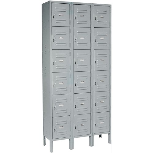 Global Industrial Capital 6-Tier 18 Door Box Locker 36"W x 15"D x 78"HGrayUnassembled