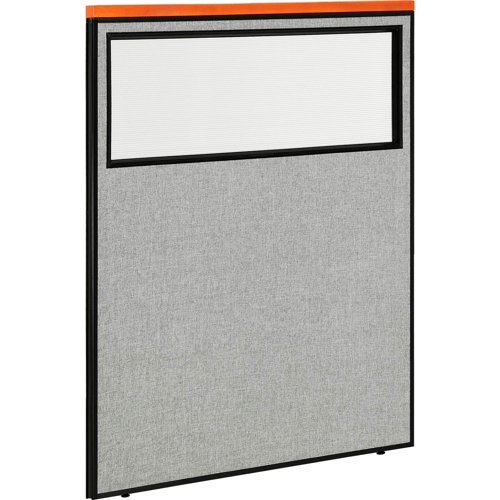 Interion Deluxe Office Partition Panel with Partial Window 48-1/4"W x 61-1/2"H Gray
