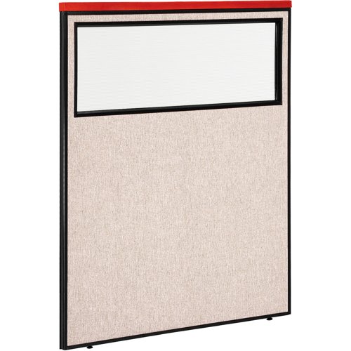 Interion Deluxe Office Partition Panel with Partial Window 48-1/4"W x 61-1/2"H Tan